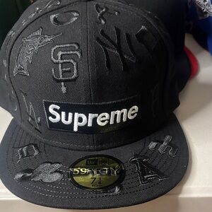 Supreme Black Embroidered Box Logo 59FIFTY Cap